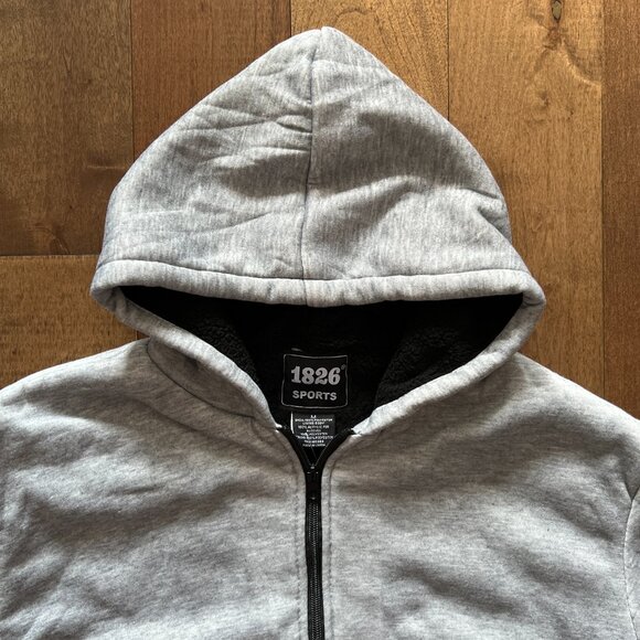 1826 Sports Light Gray Unisex Hooded Full Zip Fleece Sherpa Jacket, Size M - NWT - Picture 2 of 12
